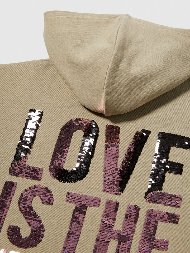 Sweatshirt with flip-up sequins - girls' knitwear - Beige | Sisley Young image number 3